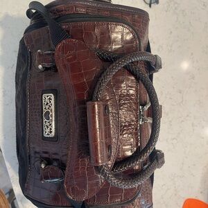 Vintage 25 Year Old Brighton Two-Tone Croc Leather Weekender Bag PRISTINE!